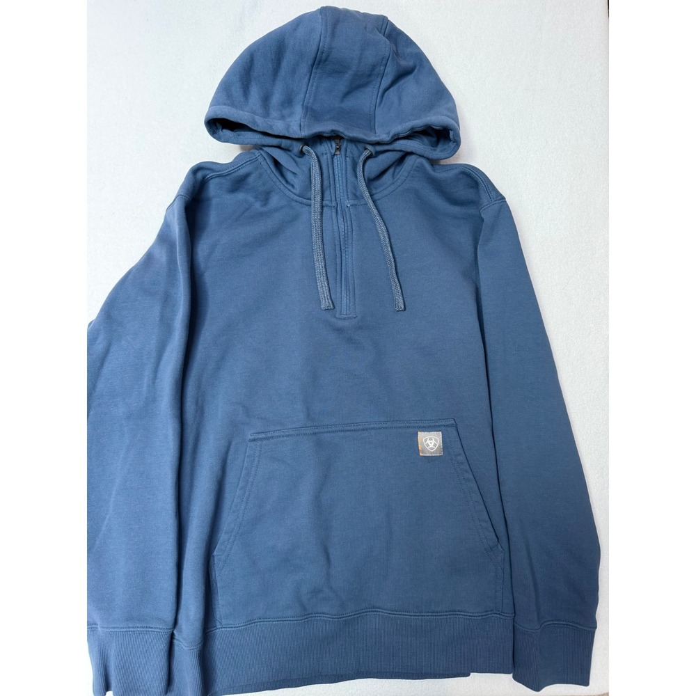 Ariat Rebar Womens XL Blue Quarter Zip Hoodie Water Repellent Fleece Sweatshirt